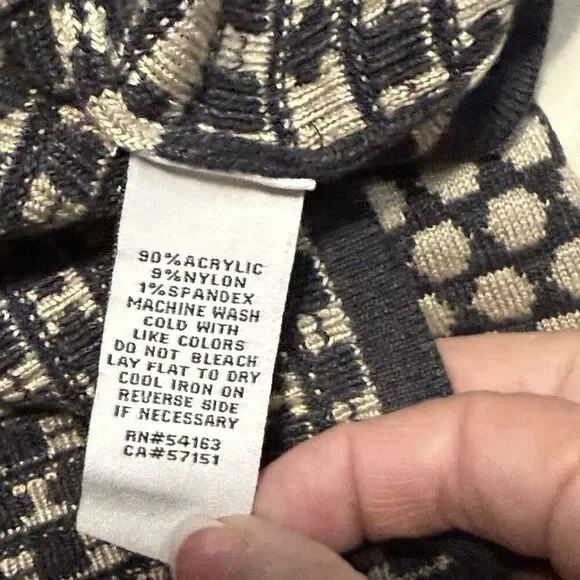 Eliza J Black Tan Size XS Long Sleeve Fit Flare Stretch Sweater Dress - Picture 5 of 5